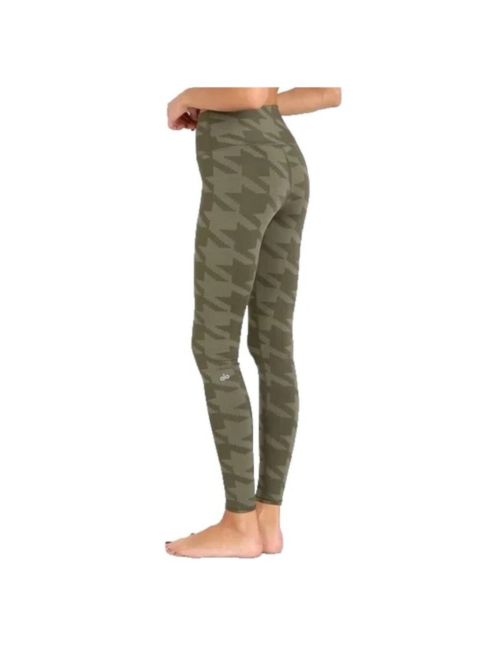 Alo Yoga Green Houndstooth Airbrush Legging Size S Full Length 27x29 Workout